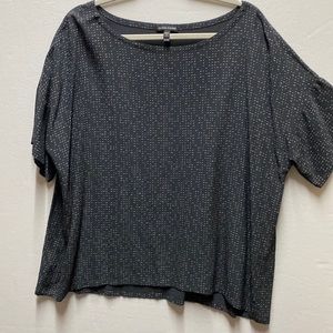 Eileen Fisher sz XL top black&tan short sleeve see matching pants 27” NWOT